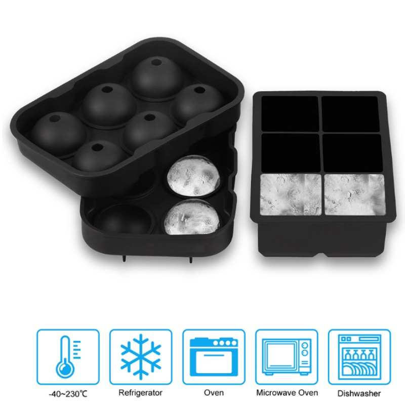 실리콘 아이스 박스 세트 6 개 6 얼음 격자 2 개 위스키 얼음 블록 금형 도매